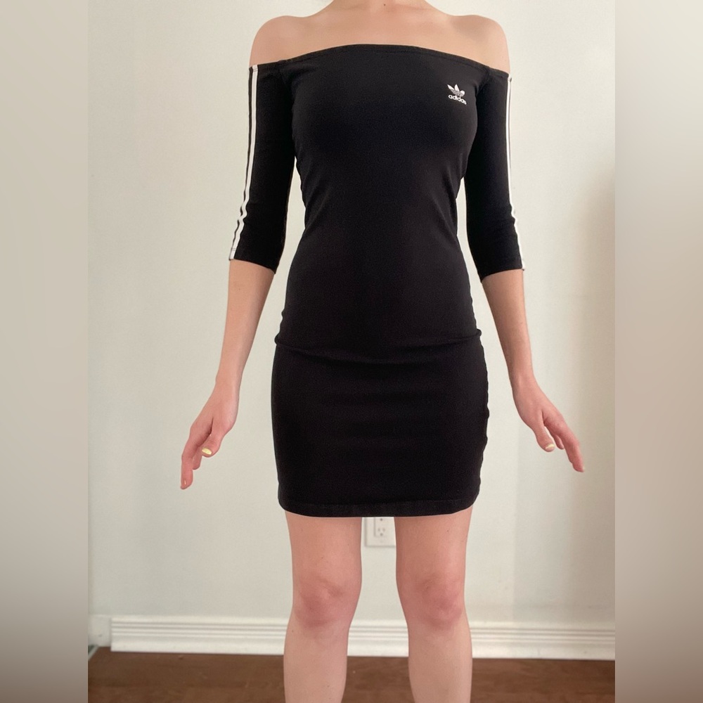 Adidas off shoulder mini dress